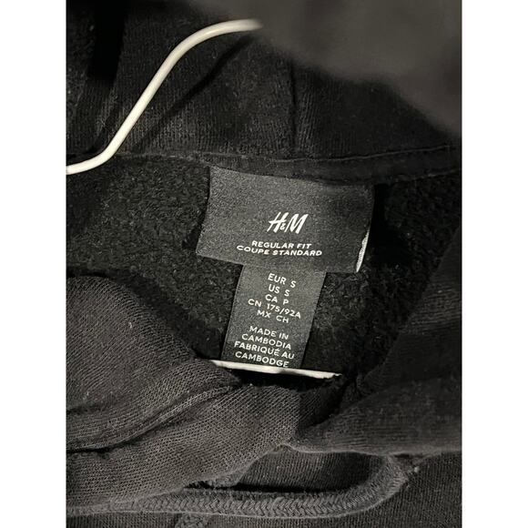 H&M Regular Fit Black Hoodie Mens S - Picture 4 of 4